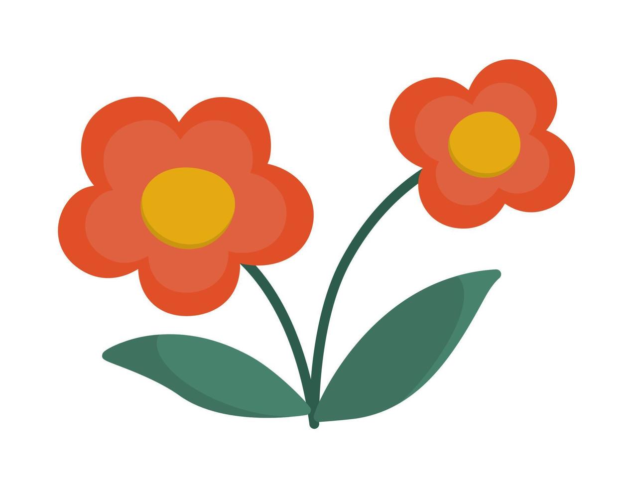 Vector simple flower icon. First blooming plant illustration. Floral clipart. Cute flat summer bloom isolated on white background.