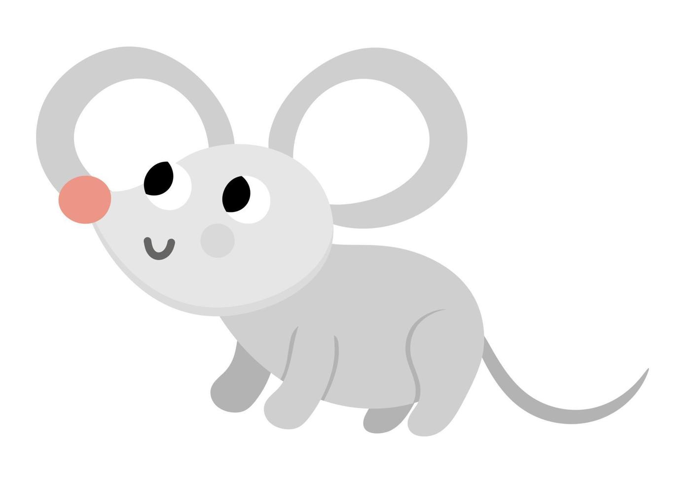 icono de ratón vectorial. linda ilustración ratonil de dibujos animados para niños. animal de granja aislado sobre fondo blanco. imagen plana colorida para niños vector