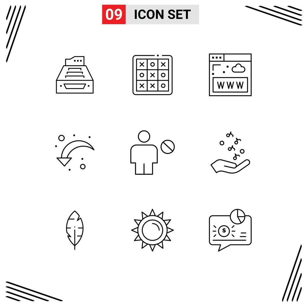 9 User Interface Outline Pack of modern Signs and Symbols of reload www toe website communications Editable Vector Design Elements