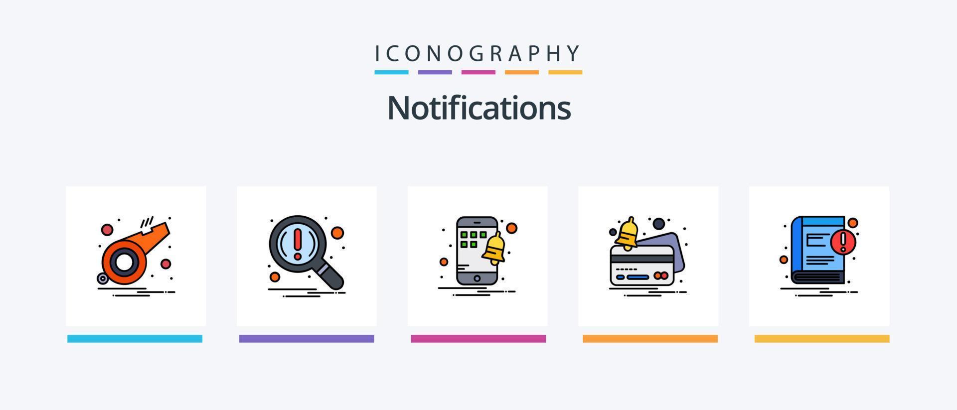 Notifications Line Filled 5 Icon Pack Including star. warning. alert. notification. home. Creative Icons Design vector