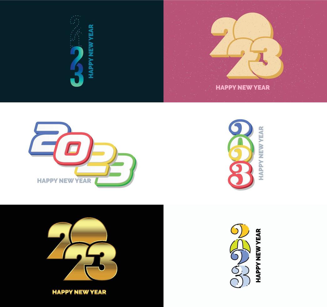 gran conjunto de 2023 feliz año nuevo diseño de texto de logotipo plantilla de diseño de número 2023 vector