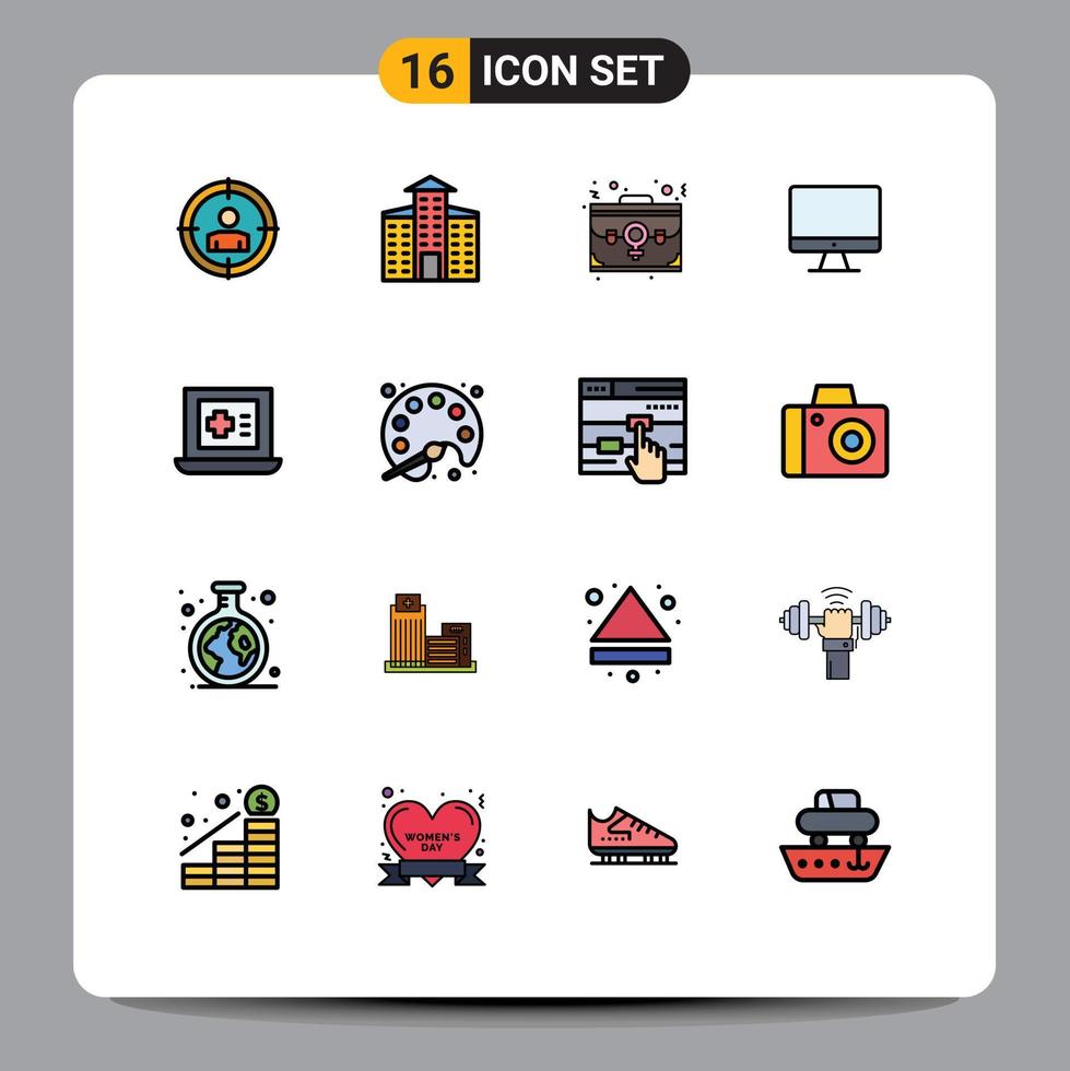 16 Creative Icons Modern Signs and Symbols of medicine laptop employee hardware monitor Editable Creative Vector Design Elements