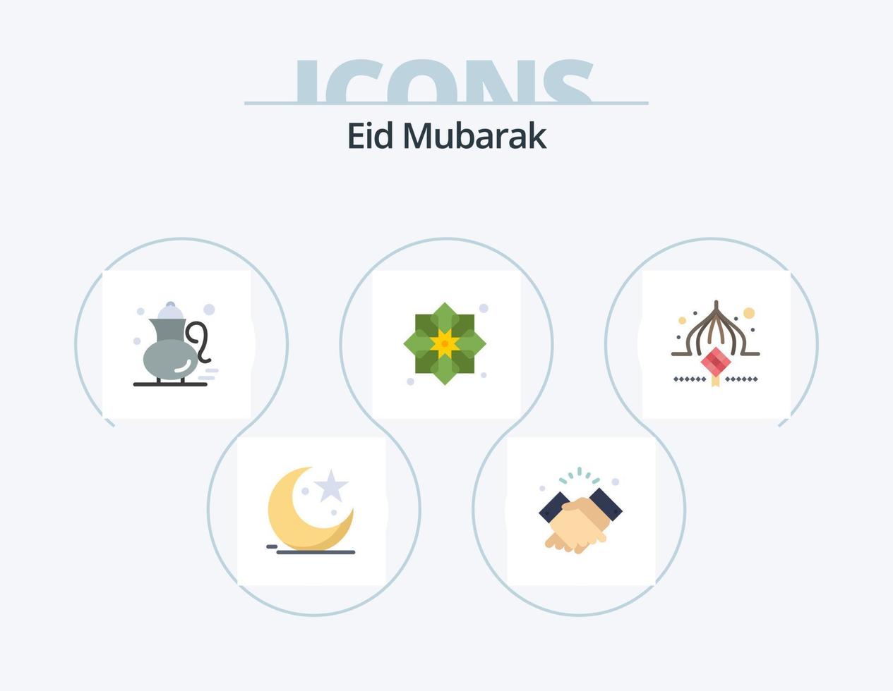 Eid Mubarak Flat Icon Pack 5 Icon Design. design. ribbon. muslim. drink. qehwa vector