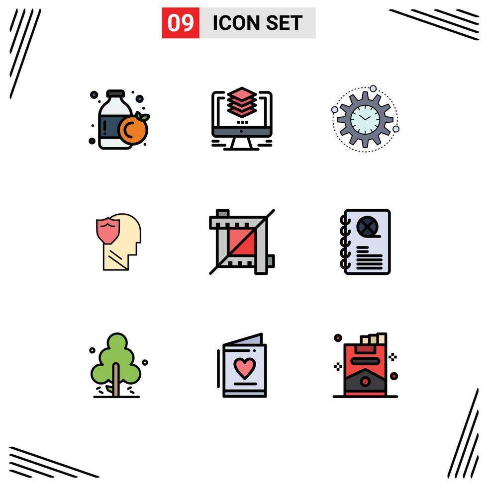 Stock Vector Icon Pack of 9 Line Signs and Symbols for data male efficiency secure project Editable Vector Design Elements