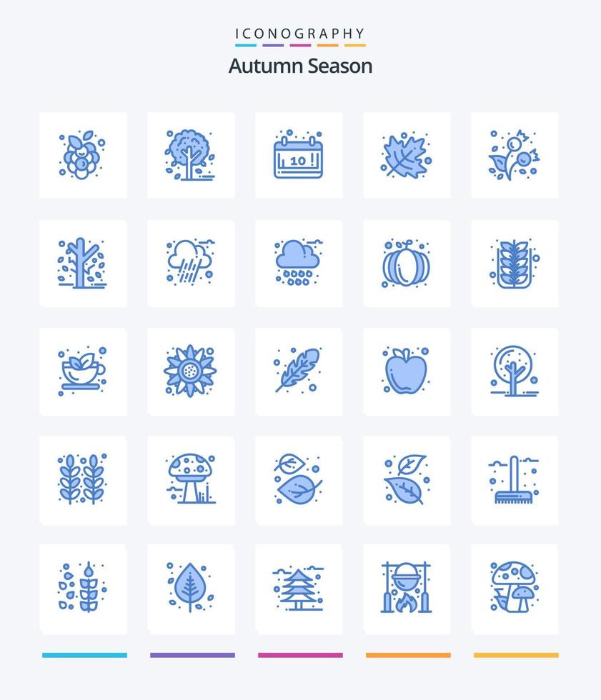 Creative Autumn 25 Blue icon pack  Such As cold. berries. calendar. autumn. leaf vector
