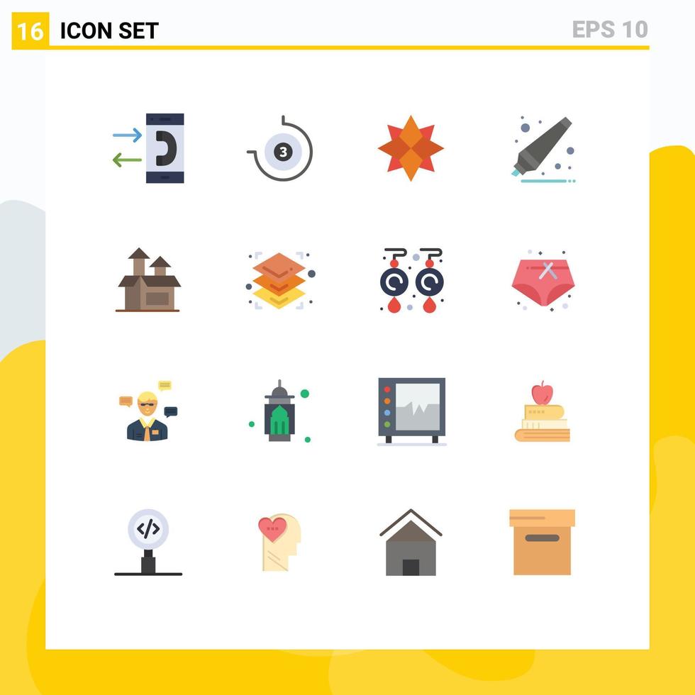 Universal Icon Symbols Group of 16 Modern Flat Colors of performance management decoration remover back to school Editable Pack of Creative Vector Design Elements