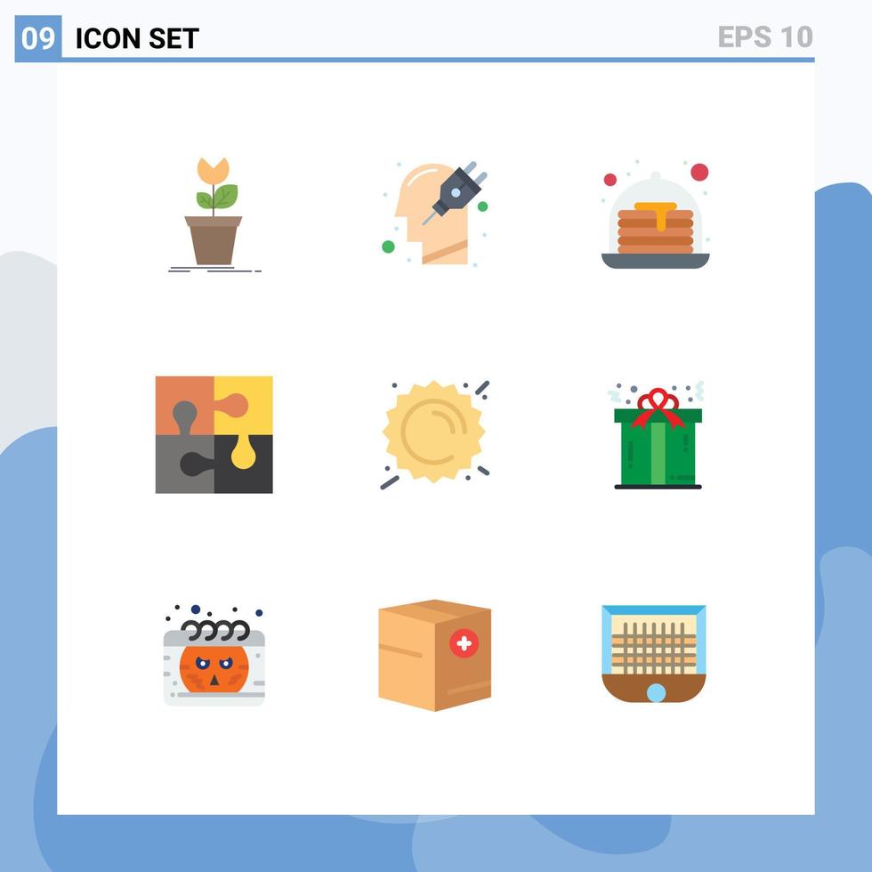 Set of 9 Modern UI Icons Symbols Signs for teamwork puzzle plug piece sweets Editable Vector Design Elements
