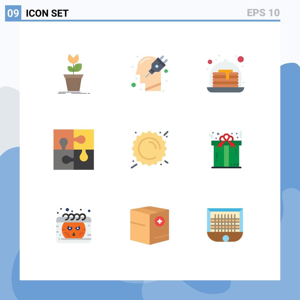 conjunto de 9 iconos de interfaz de usuario modernos signos de símbolos para el trabajo en equipo piezas de enchufe de rompecabezas dulces elementos de diseño de vectores editables