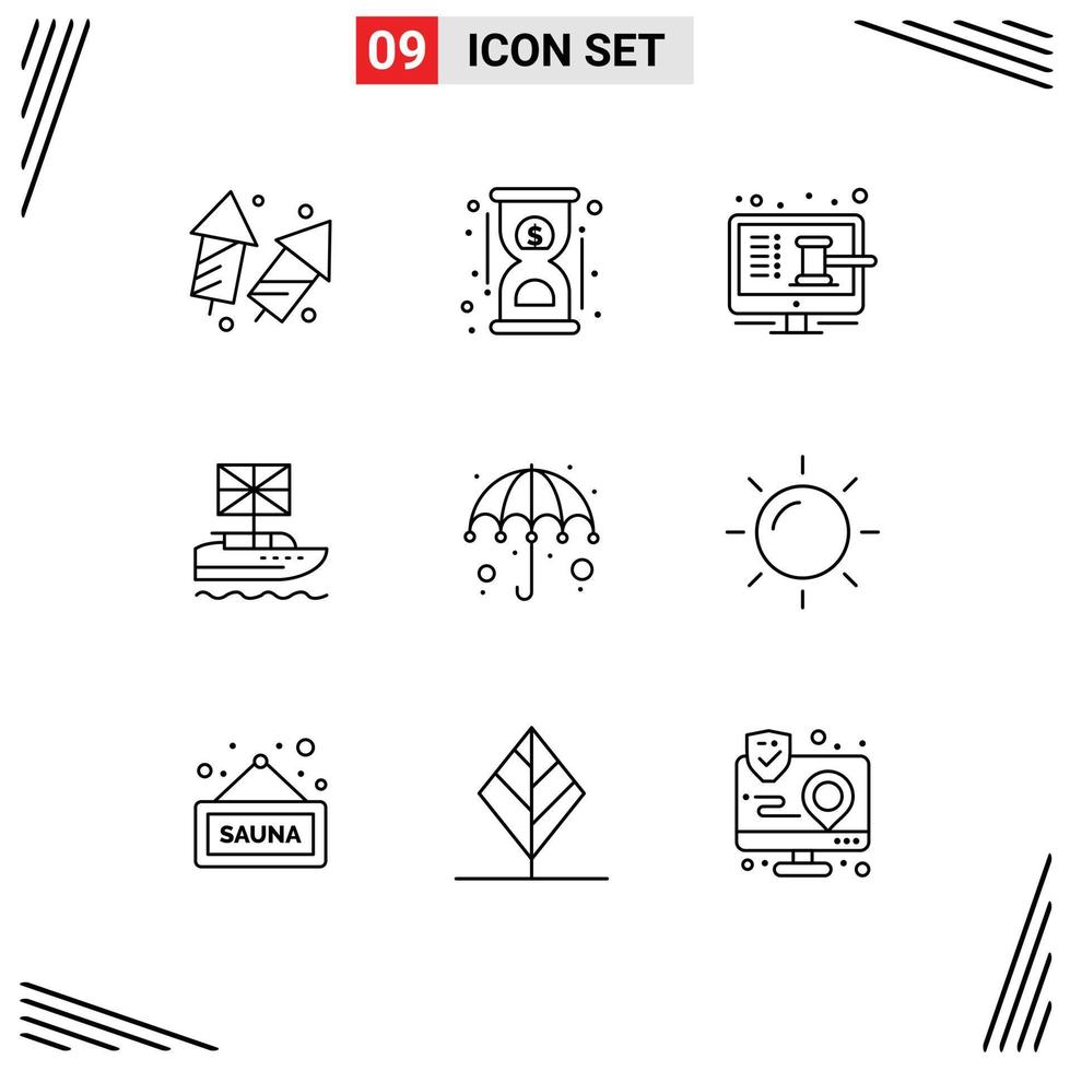 Modern Set of 9 Outlines and symbols such as european brexit timer shop screen Editable Vector Design Elements