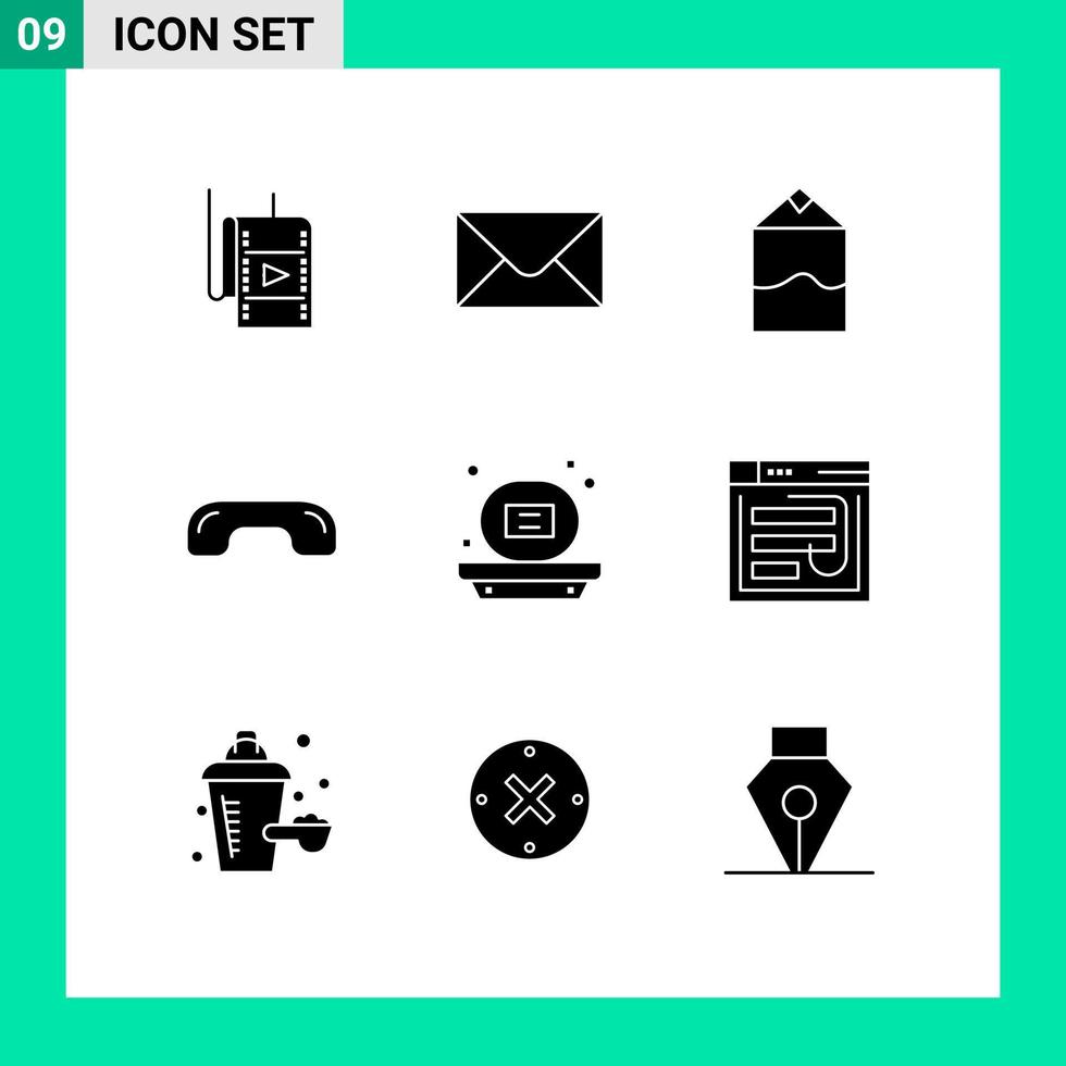 conjunto de 9 iconos de interfaz de usuario modernos símbolos signos para jabón baño paquete baño teléfono elementos de diseño vectorial editables vector