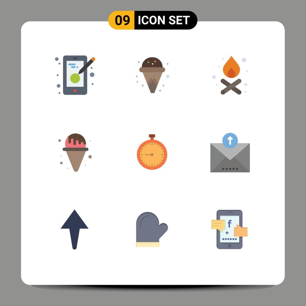 9 Creative Icons Modern Signs and Symbols of time fast campfire clock park Editable Vector Design Elements