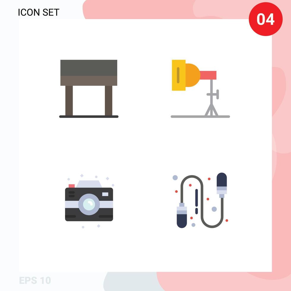 Pictogram Set of 4 Simple Flat Icons of desk party light studio exercise Editable Vector Design Elements