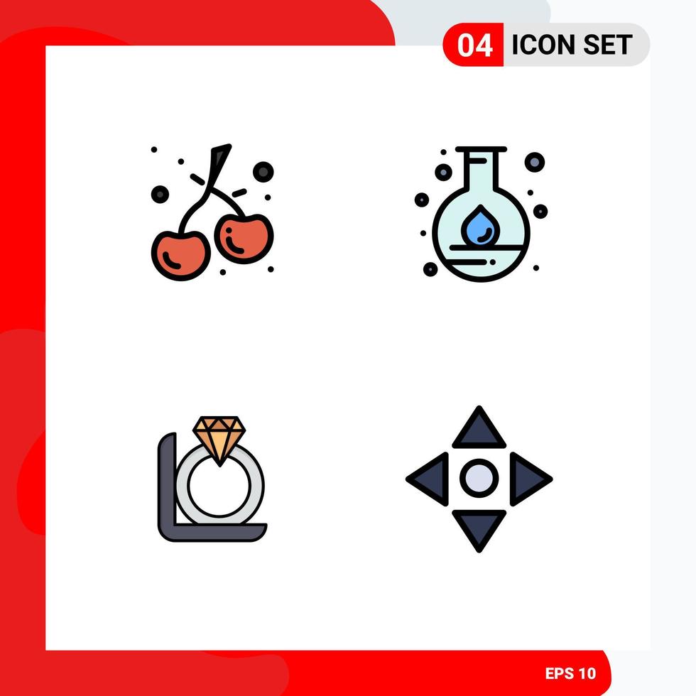 Set of 4 Modern UI Icons Symbols Signs for berry gift energy science arrow Editable Vector Design Elements