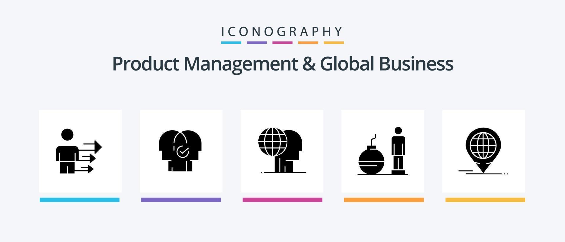 Product Managment And Global Business Glyph 5 Icon Pack Including problem. debt. selection. business. marketing. Creative Icons Design vector