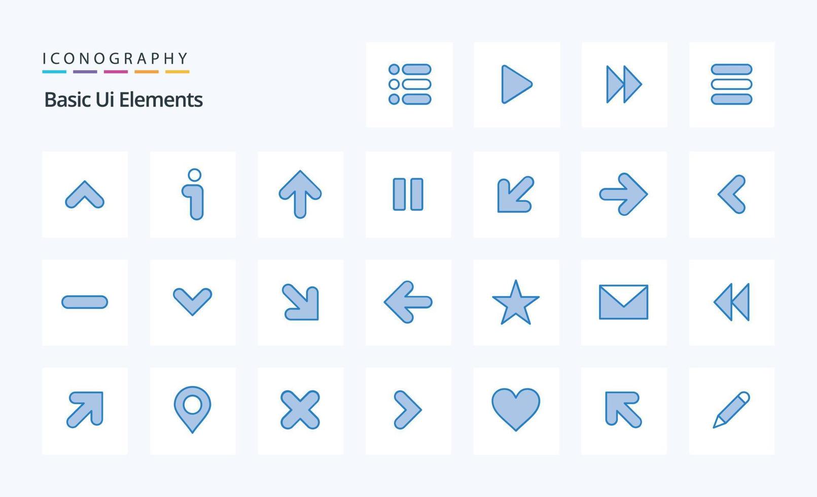 25 Basic Ui Elements Blue icon pack vector