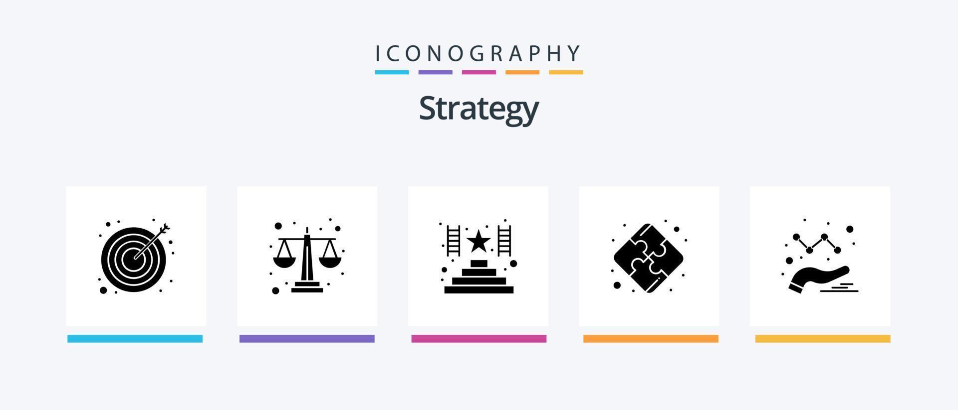 Strategy Glyph 5 Icon Pack Including . data. climb. analytics. strategy. Creative Icons Design vector