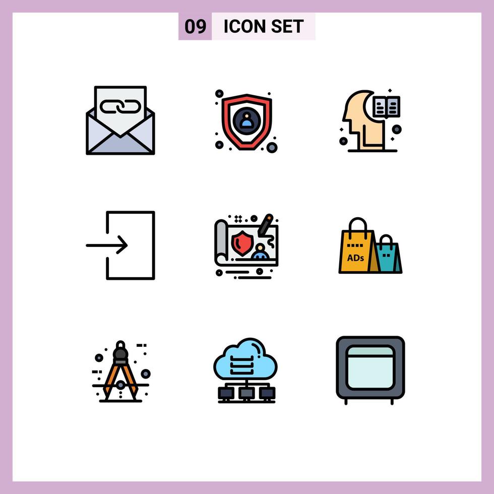 9 iconos creativos signos y símbolos modernos del controlador gdpr flecha de entrada cerebral elementos de diseño vectorial editables vector