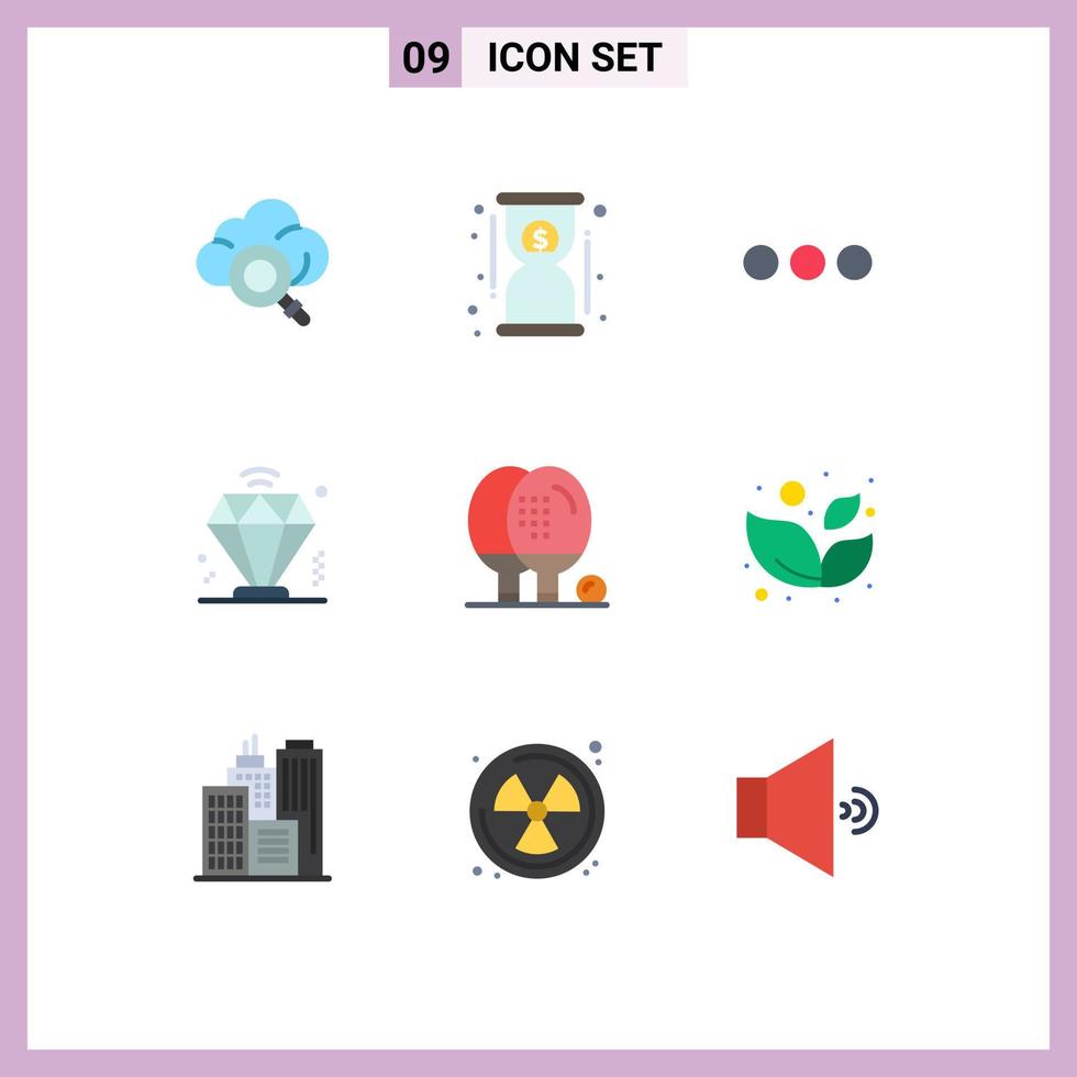 9 Universal Flat Colors Set for Web and Mobile Applications game athletics chating activities diamond Editable Vector Design Elements