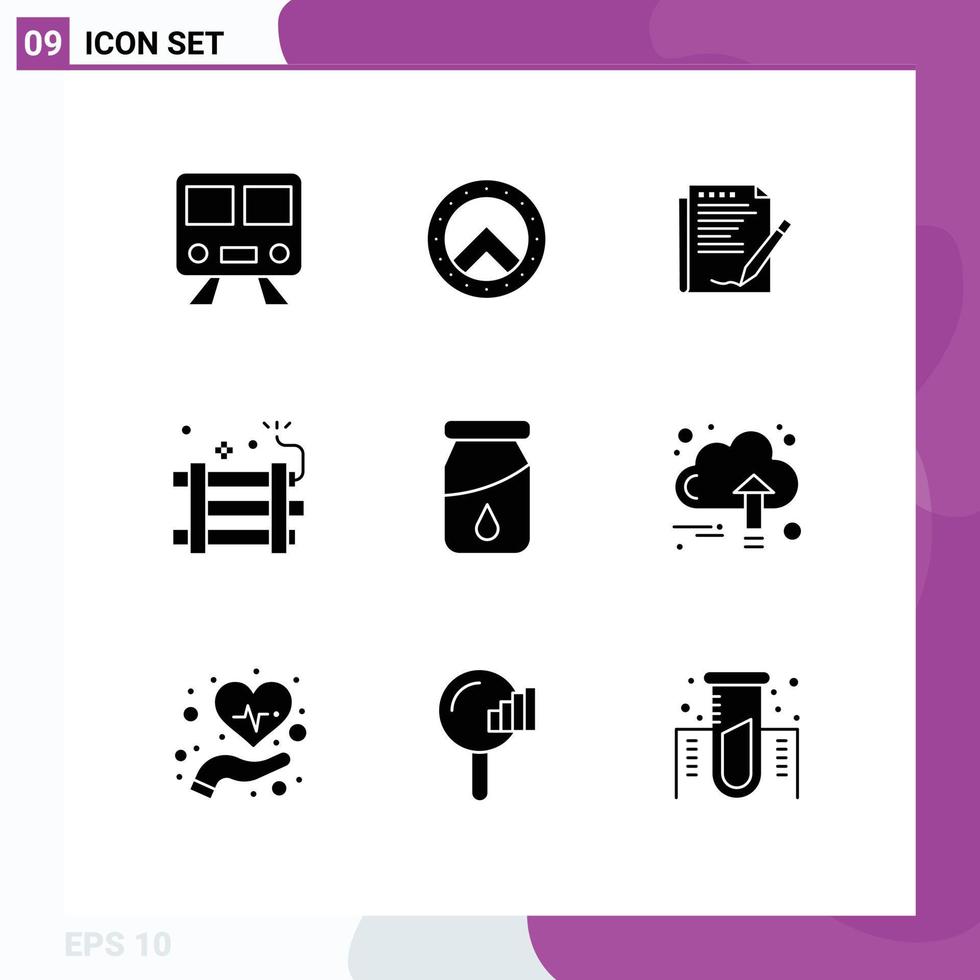 9 Creative Icons Modern Signs and Symbols of bottle firework report explosive bomb Editable Vector Design Elements