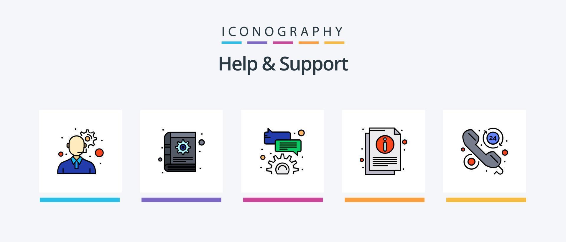 Help And Support Line Filled 5 Icon Pack Including online. business. online. web. browser. Creative Icons Design vector