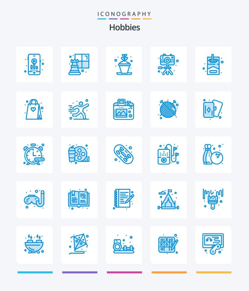 Creative Hobbies 25 Blue icon pack  Such As shopping. hobbies. hobby. smoke. hobbies vector