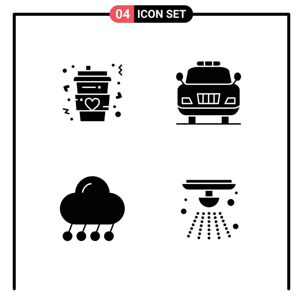 paquete de iconos de vectores de stock de 4 signos y símbolos de línea para elementos de diseño de vectores editables de la noche larga de emergencia de la nube de café