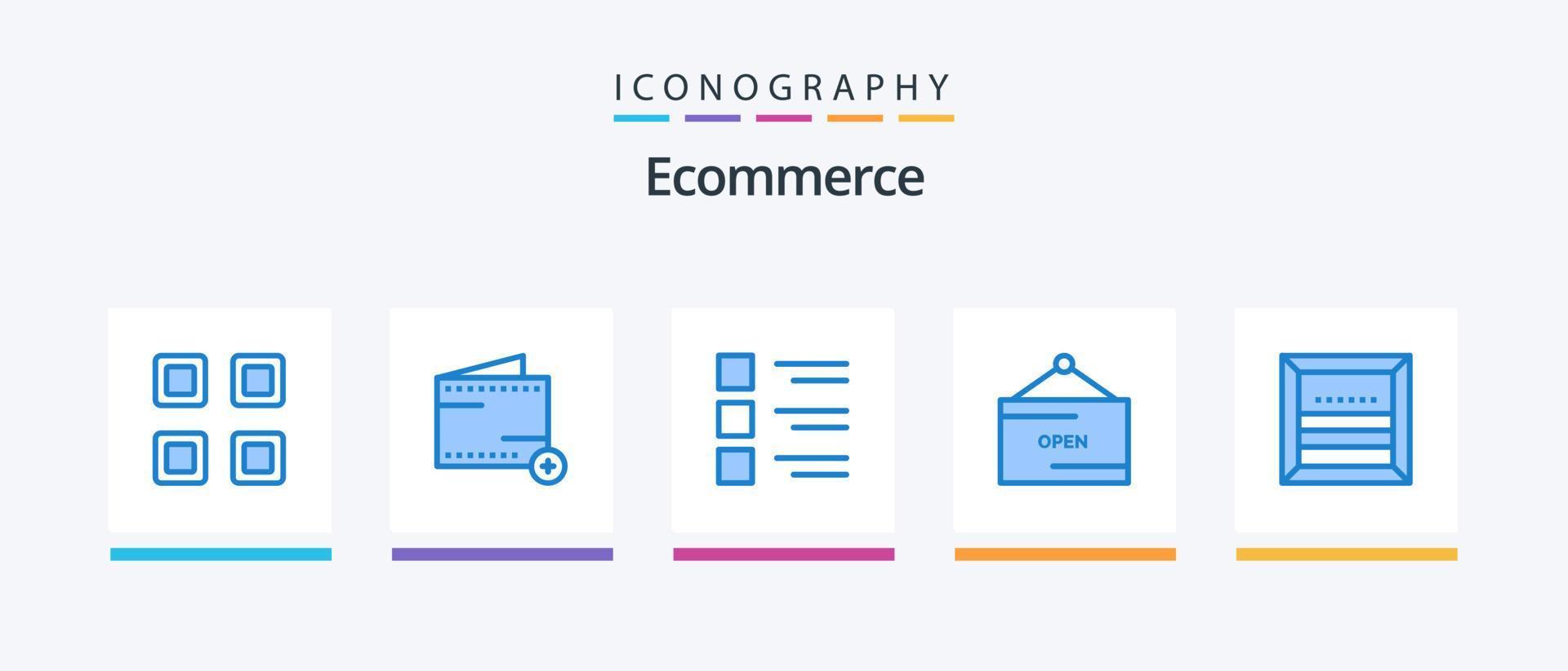 Ecommerce Blue 5 Icon Pack Including box. open. checklist. e. view. Creative Icons Design vector