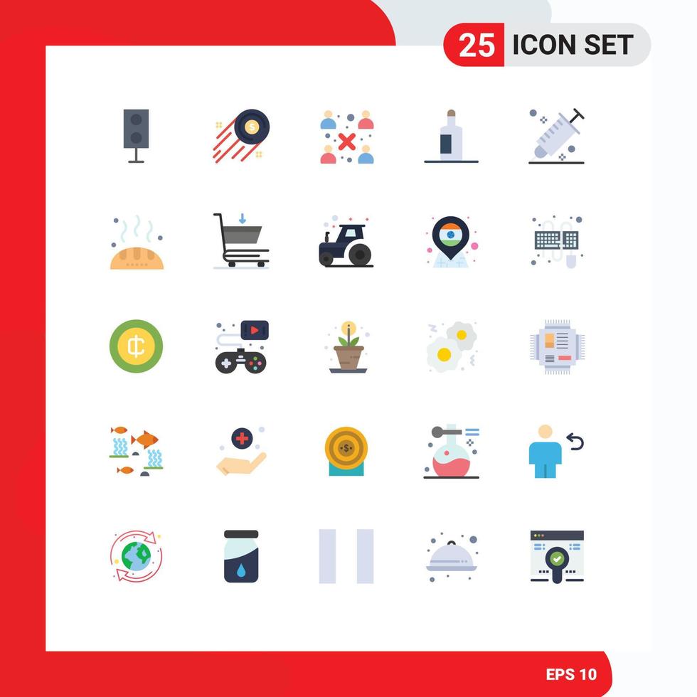 paquete de iconos de vector de stock de 25 signos y símbolos de línea para elementos de diseño de vector editables de grupo de trabajo de bebida de inversión de playa de color