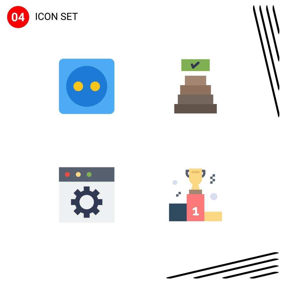 Group of 4 Modern Flat Icons Set for plug board preferences power achievements cup Editable Vector Design Elements