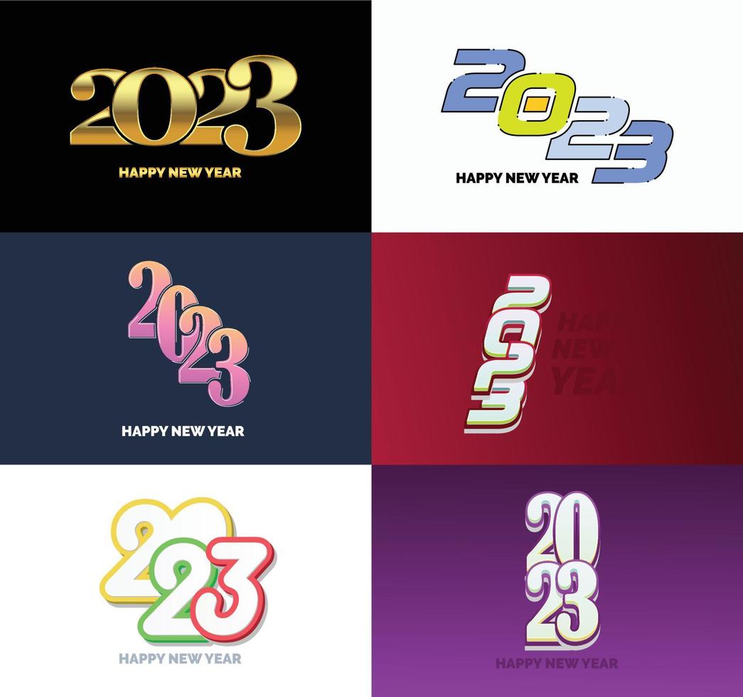 Big Set of 2023 Happy New Year logo text design 2023 number design template vector