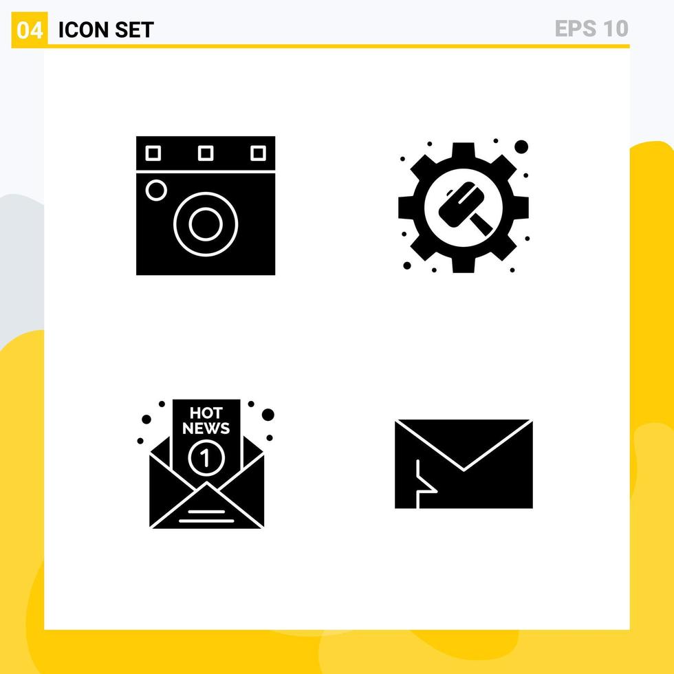 Stock Vector Icon Pack of 4 Line Signs and Symbols for furniture media gear settings report Editable Vector Design Elements