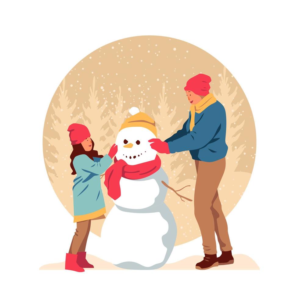 Making A Snowman Concept vector