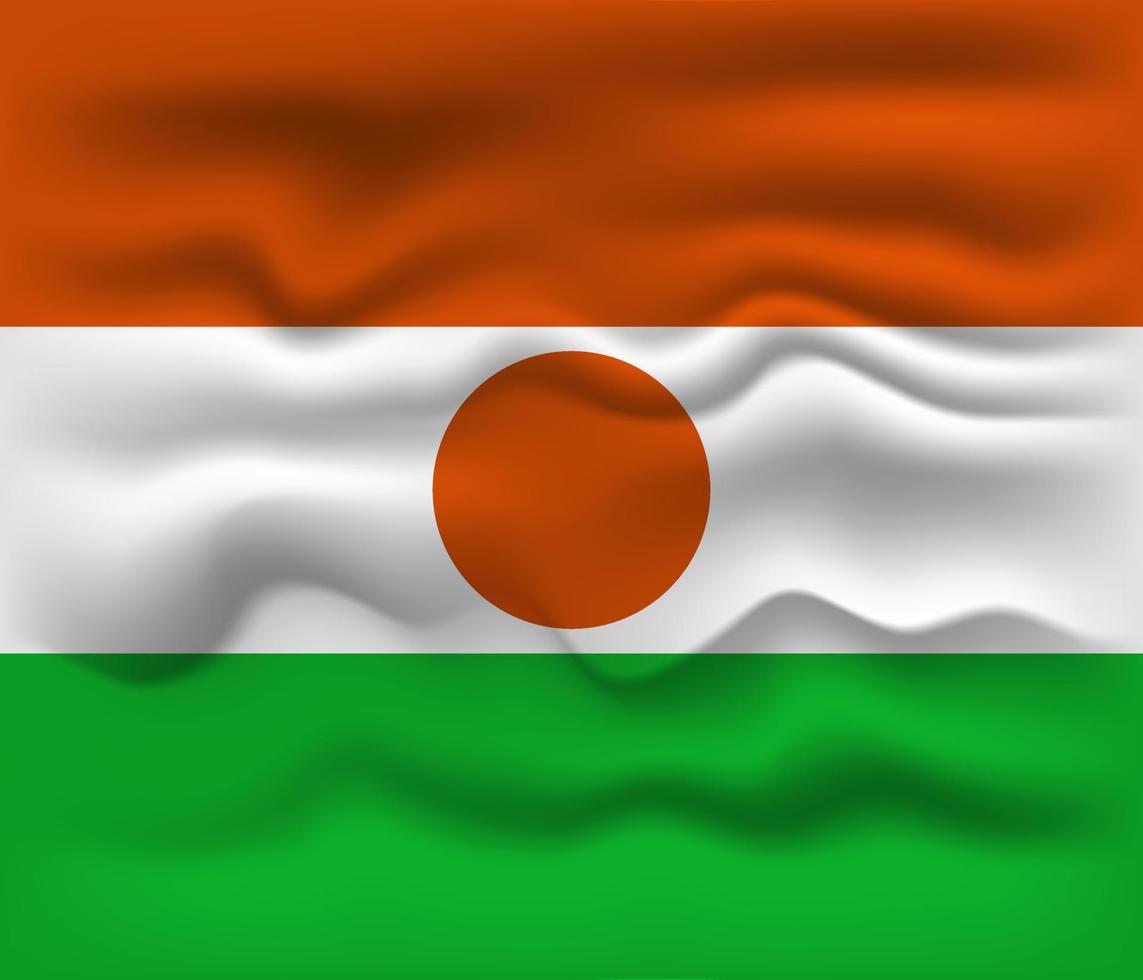 Waving flag of the country Niger. Vector illustration.