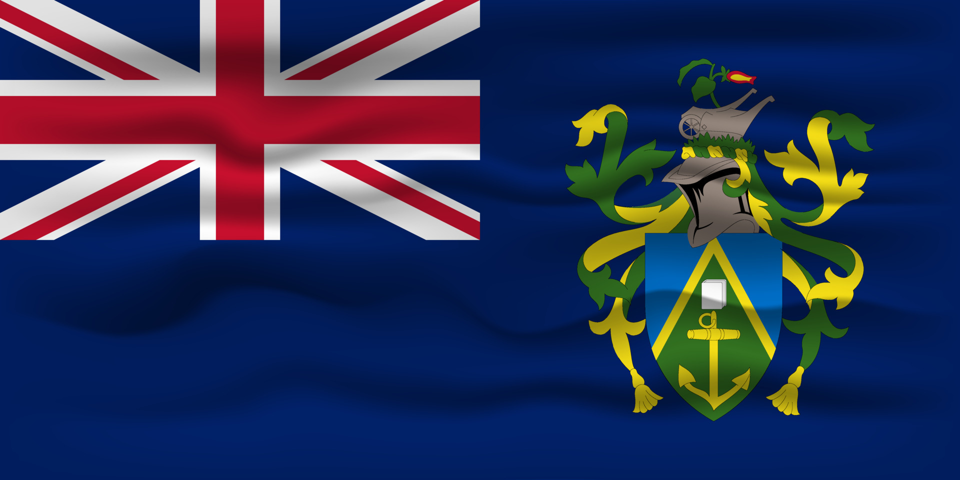 Waving flag of the country Pitcairn Islands. Vector illustration