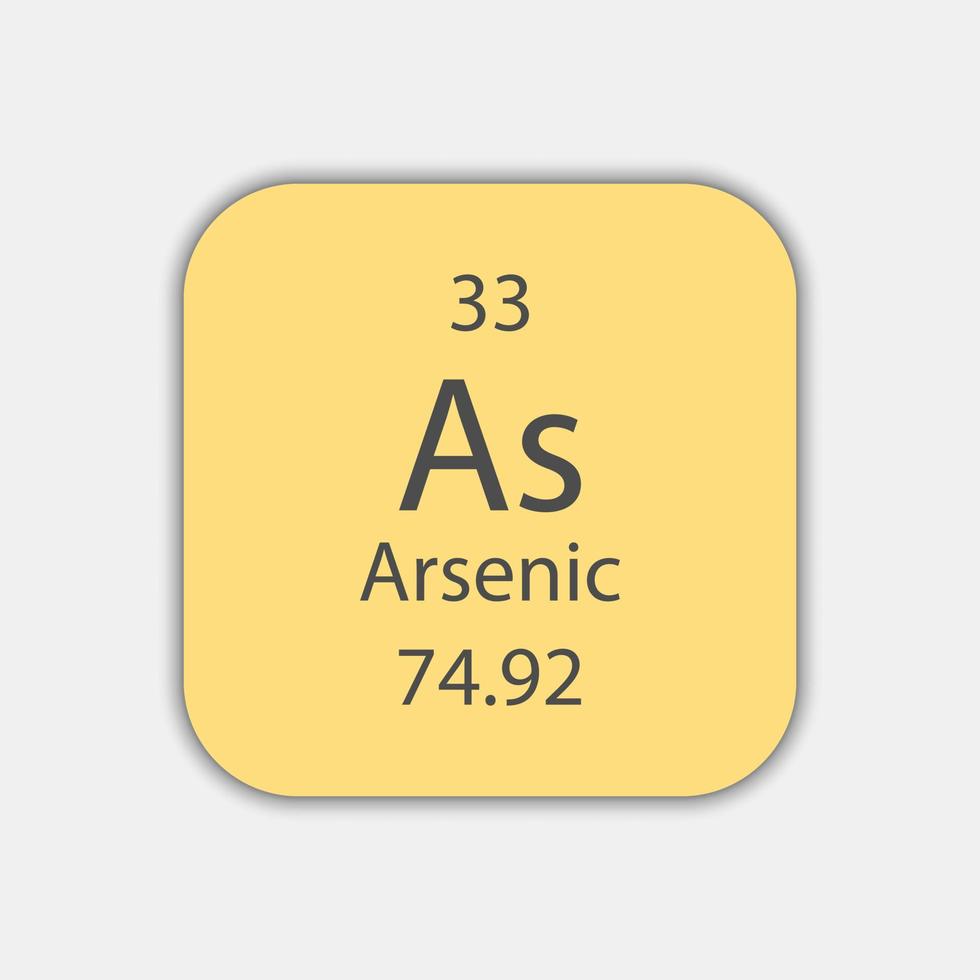 Arsenic symbol. Chemical element of the periodic table. Vector illustration.