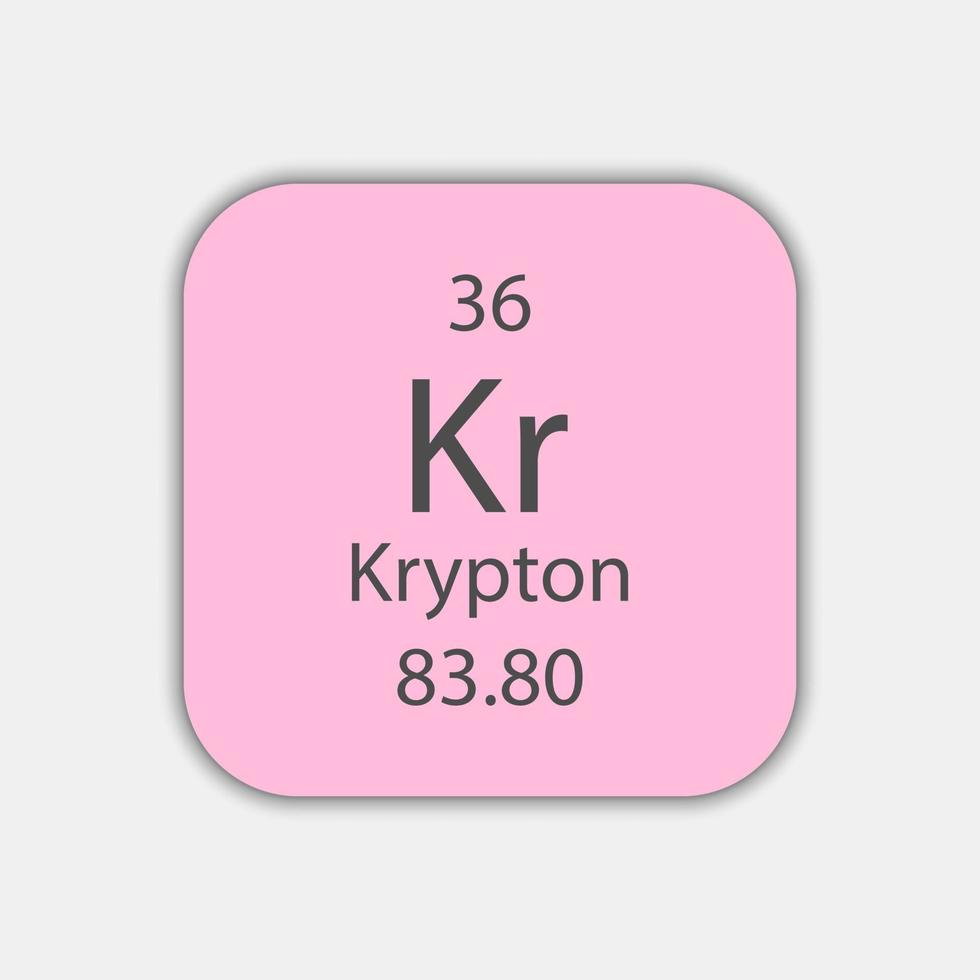 Krypton symbol. Chemical element of the periodic table. Vector illustration.