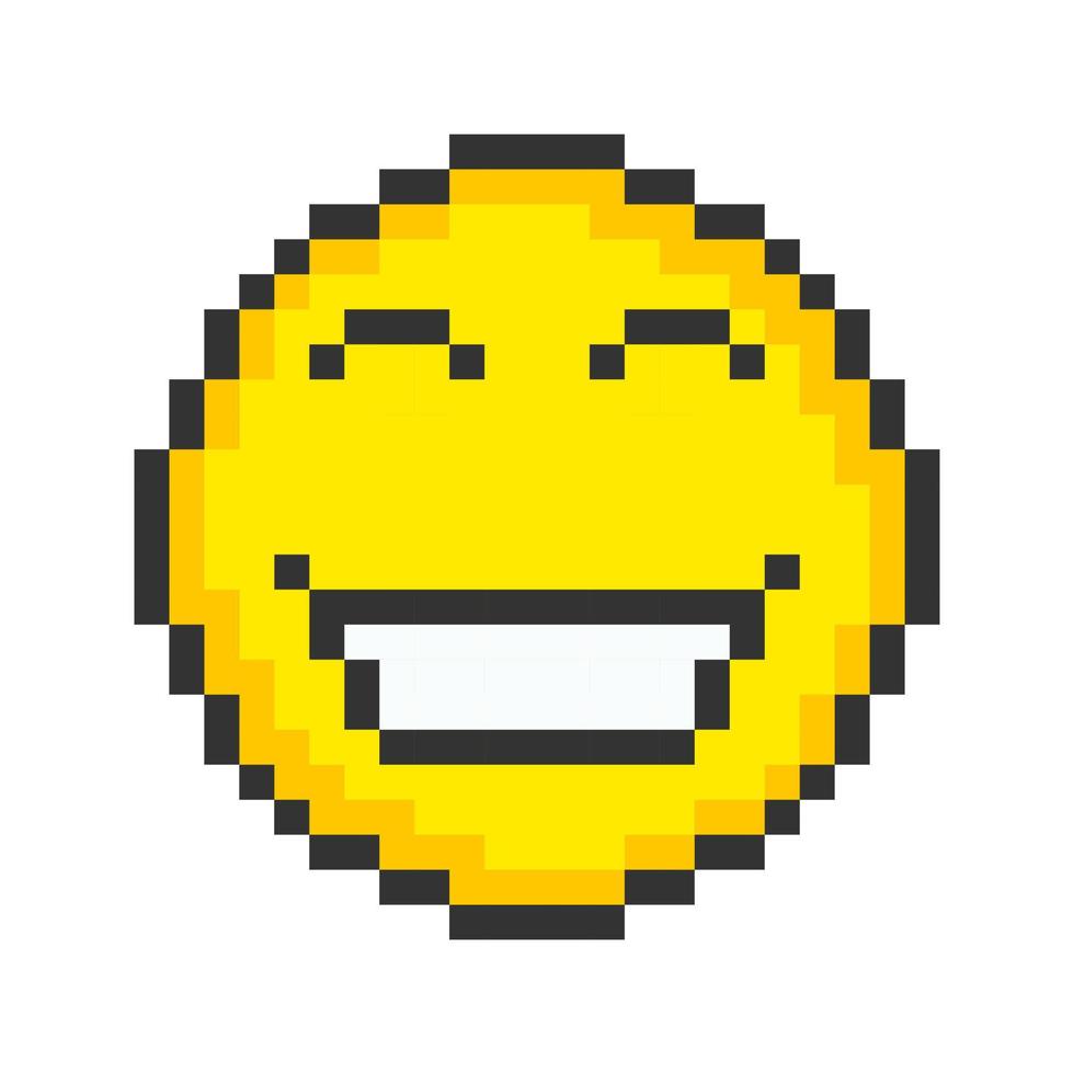 Smiling face icon. Pixel art emoticons. Vector illustration.