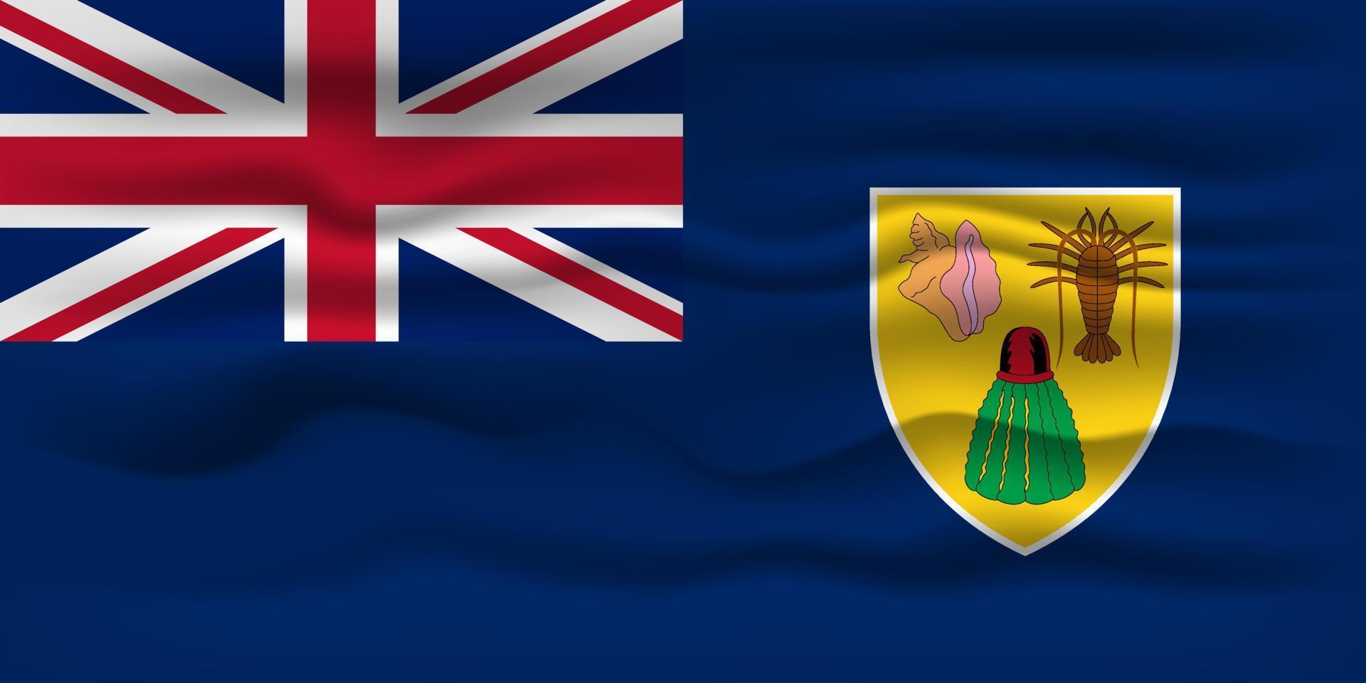 Waving flag of the country Turks and Caicos Islands. Vector illustration.