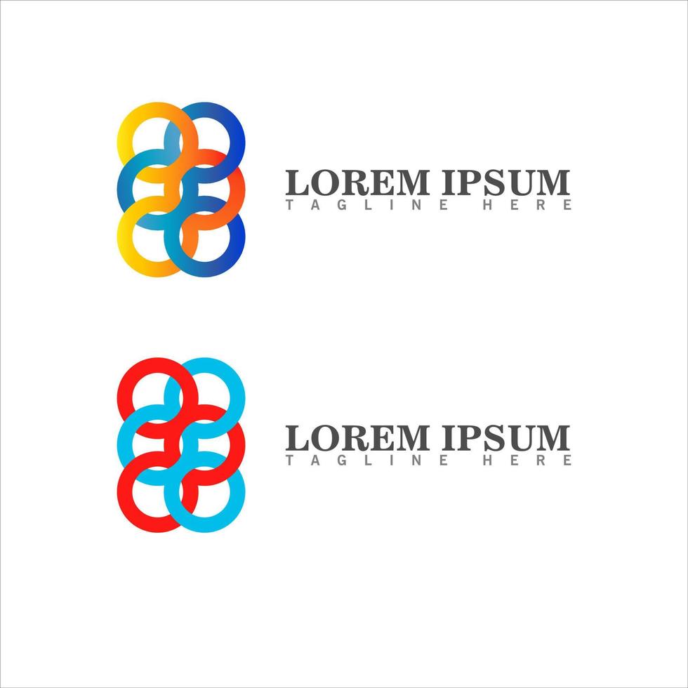 Interlocking circles logo design teamwork vector sports symbol