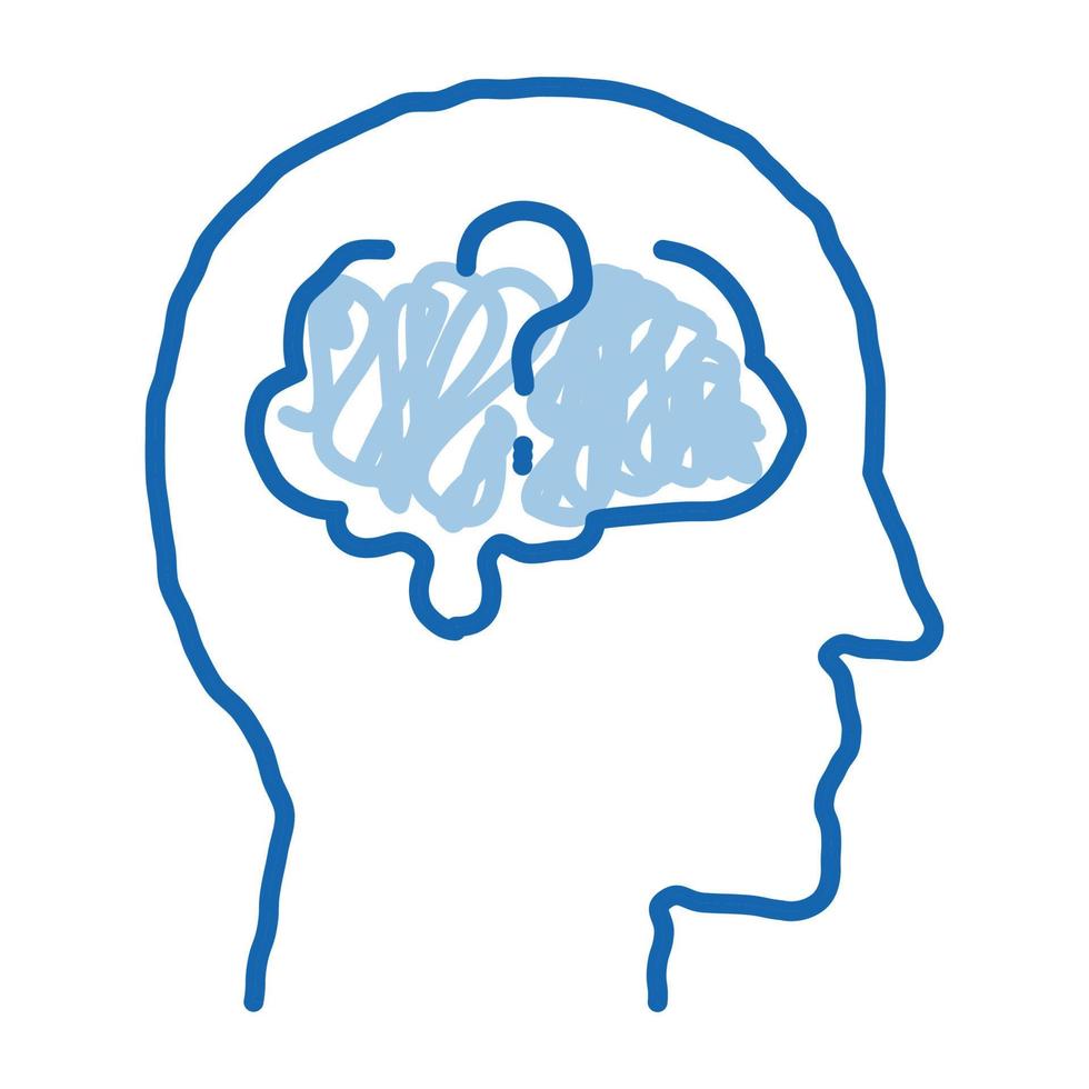 brain question mark doodle icon hand drawn illustration vector