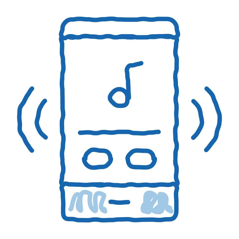 teléfono música reproductor de audio doodle icono dibujado a mano ilustración vector