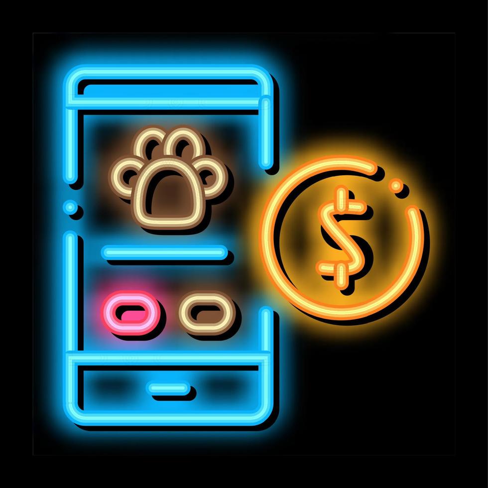 Cash Assistance for Animals Online neon glow icon illustration vector