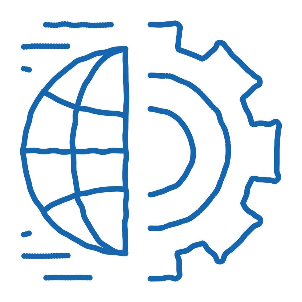 automated internet settings doodle icon hand drawn illustration vector