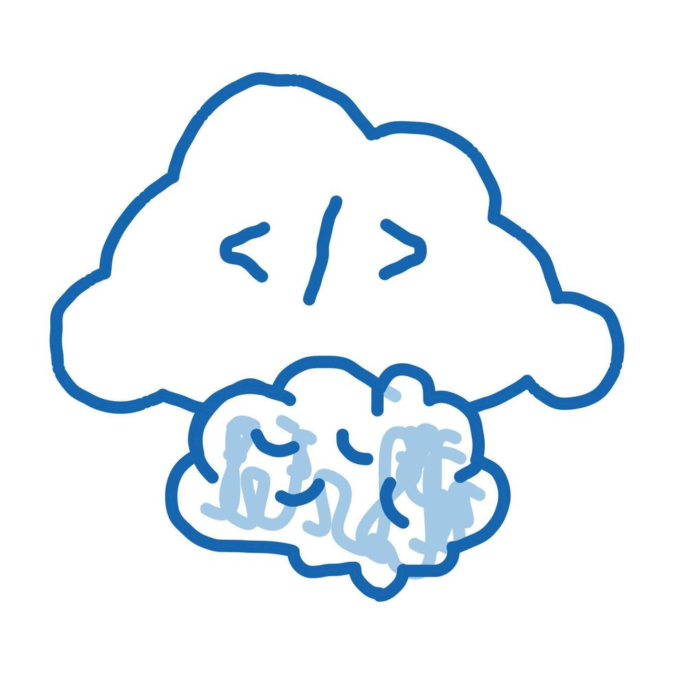 brain cloud separation doodle icon hand drawn illustration vector