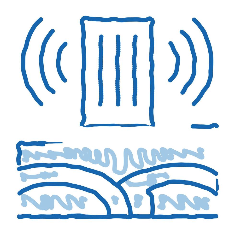 ilustración de dibujado a mano de icono de doodle de edificio de gran altura de onda sísmica vector