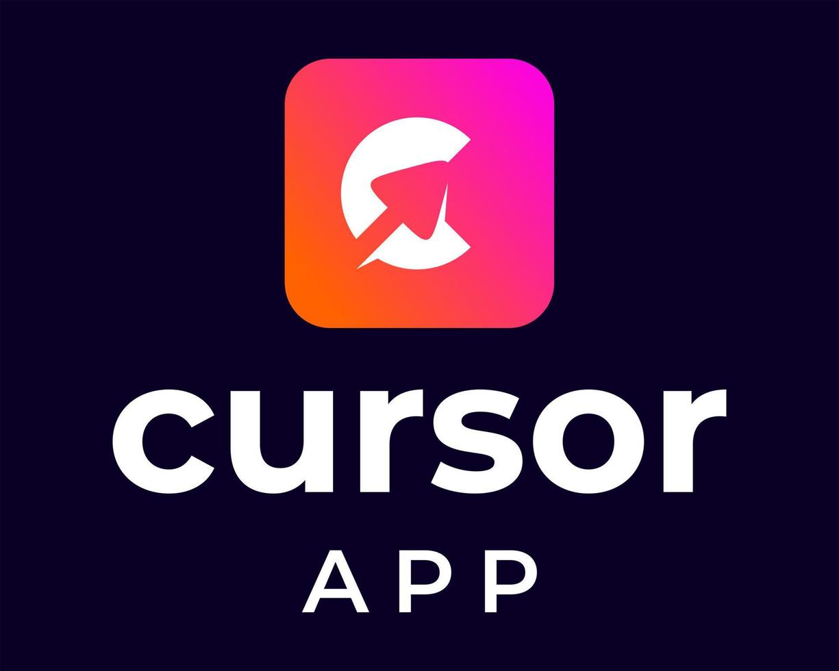 C letter monogram cursor, click, mouse, computer app logo design. vector