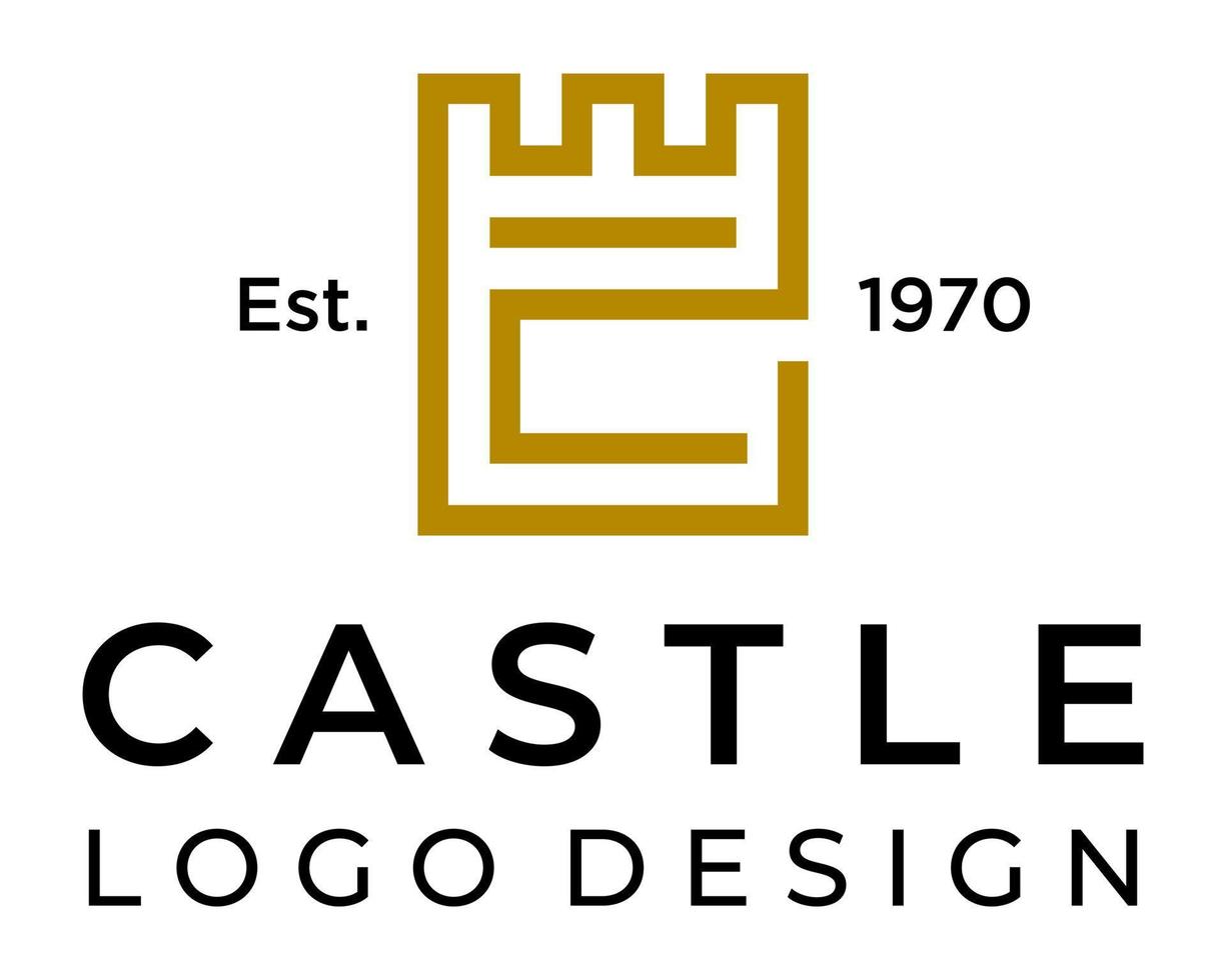diseño del logotipo del castillo del monograma de la letra c. vector