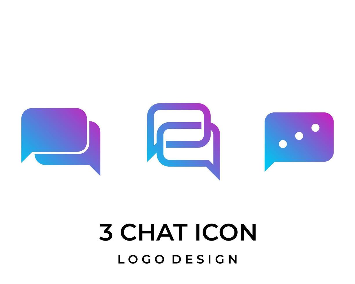 diseño de logotipo de tecnología de burbuja de chat de tres iconos. vector