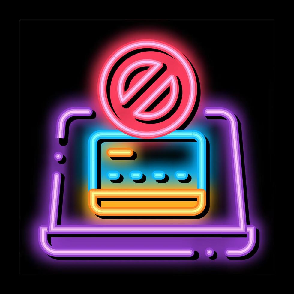 Virus on Laptop neon glow icon illustration vector