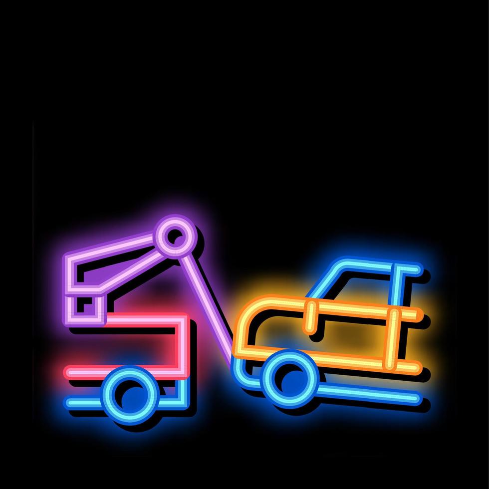 ilustración de icono de resplandor de neón de camión de máquina de escape vector